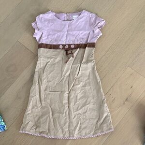 American Girl Pink/Purple and Tan Floral Kids Dress